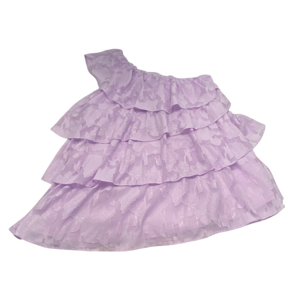 ARULA Women Tiered One Shoulder Mini Dress Sz 12 Lavender Event Frilly 48-6